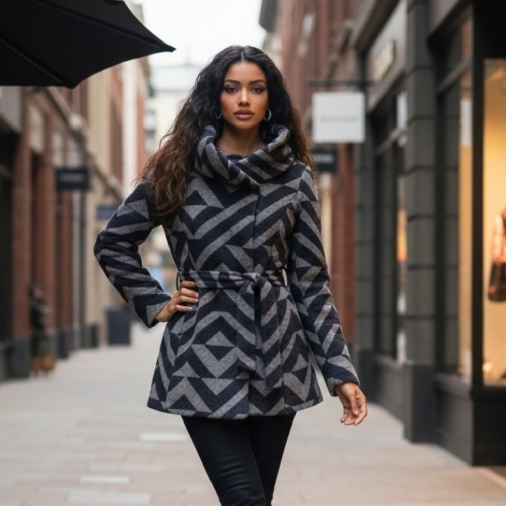Mossimo Supply Co. Gray Aztec Patterned Hooded Belted Women's Jacket Size XXL
